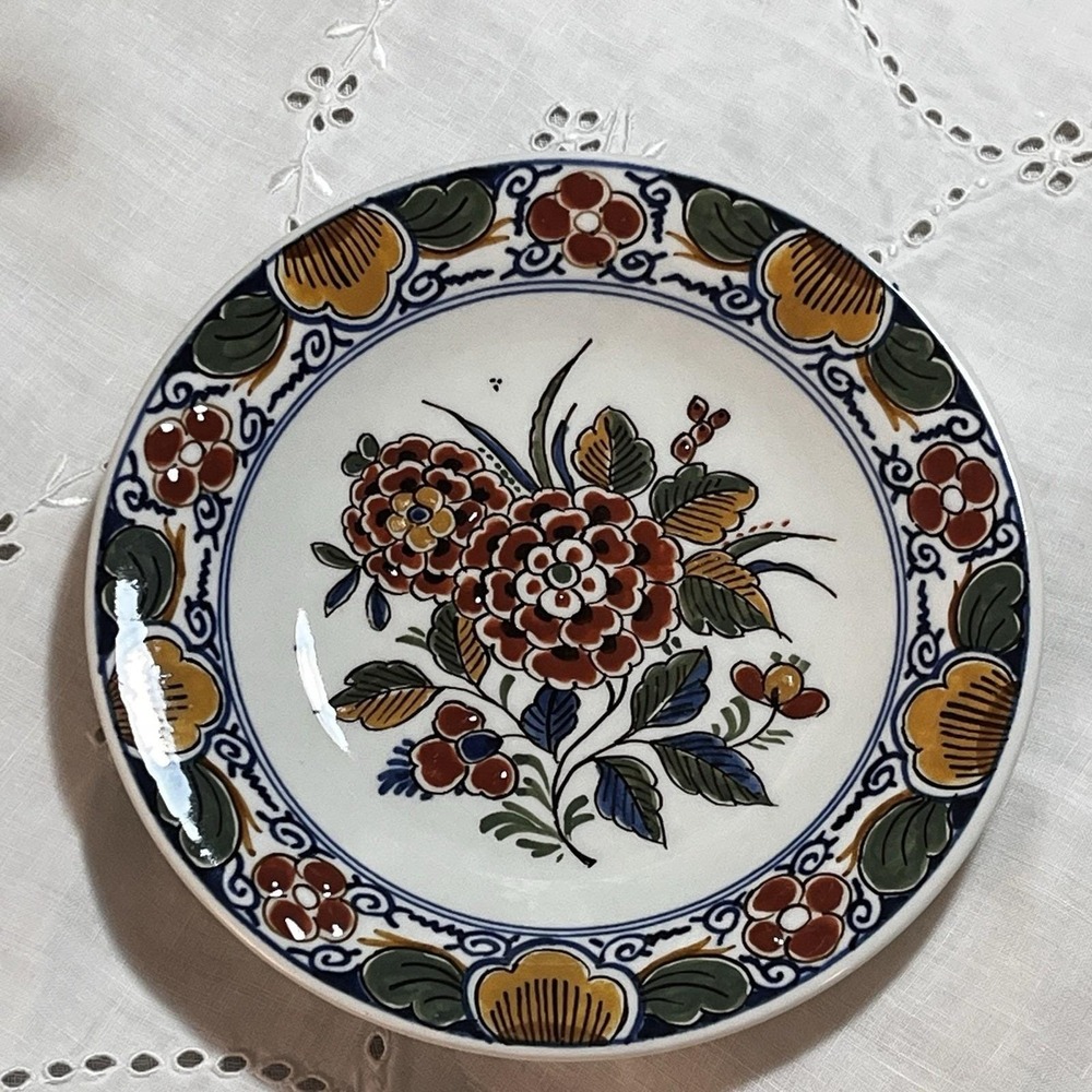 Royal Delft De Porceleyne Fles Polychrome 5.5" Plate Multicolor Floral 1985 P103 - Picture 2 of 14